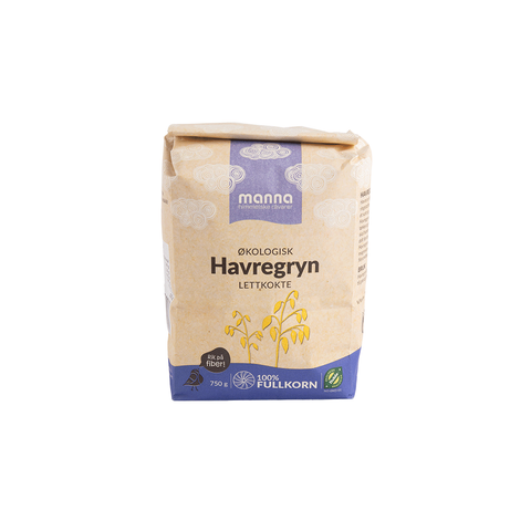 Havregryn lettkokte, 750 g, økologisk, Manna