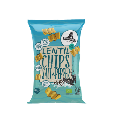 Linsechips, pepper og salt, 75 g, økologisk