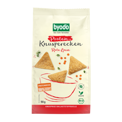 Proteinchips, røde linser, 90 g, økologisk, Byodo