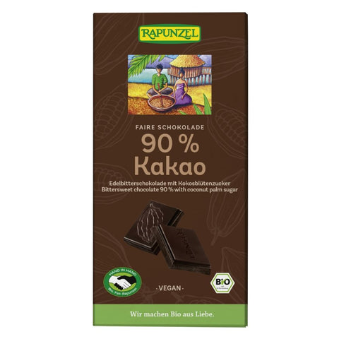 Mørk sjokolade 90%, 80 g, økologisk, Rapunzel